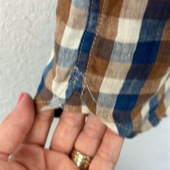 Lucky Brand linen short sleeve plaid men’s button shirt XL - Picture 4 of 5